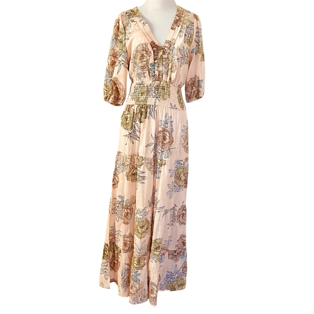 Kings Road Boho Floral Maxi Dress Pink Cream Small Cottage Boho Romantic
Prairie
